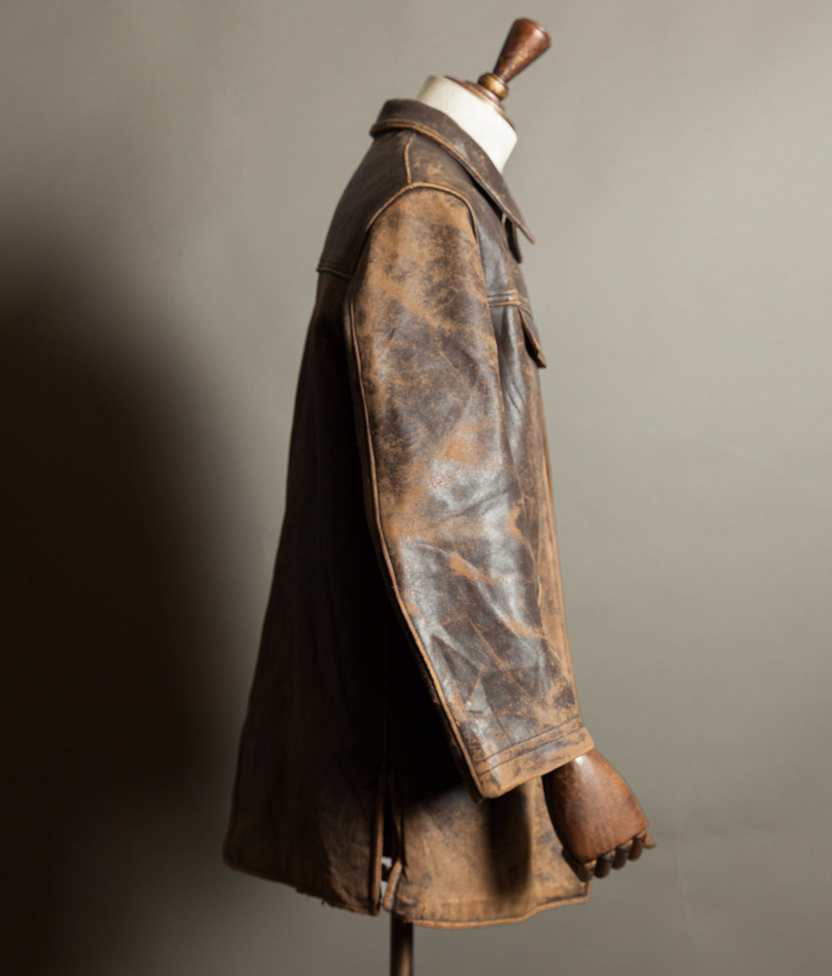 Original 1950s Grillon French Vachette Leather Workwear Jacket