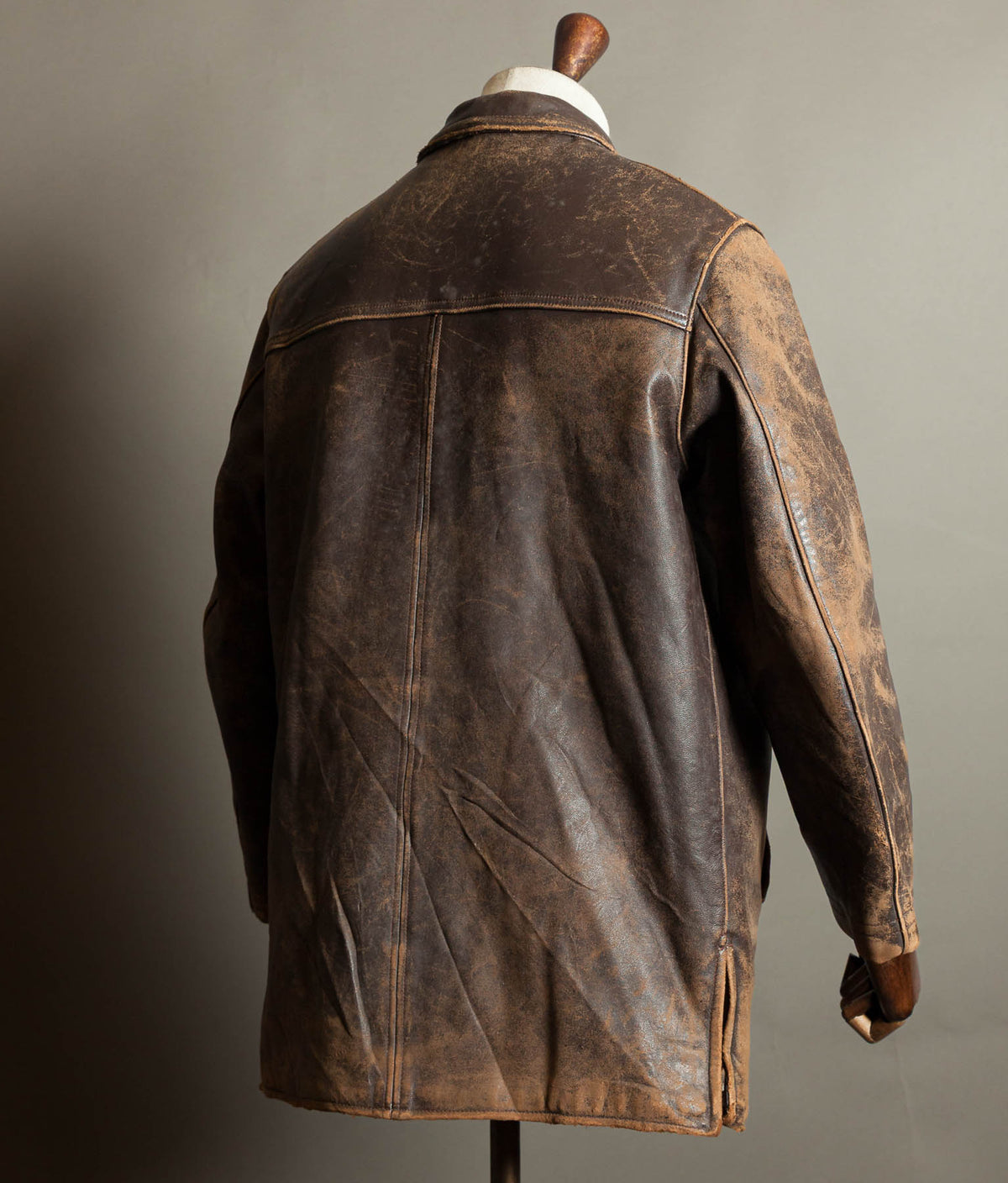 Original 1950s Grillon French Vachette Leather Workwear Jacket