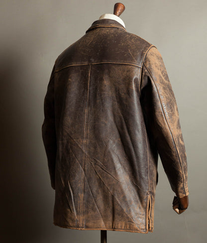 Original 1950s Grillon French Vachette Leather Workwear Jacket