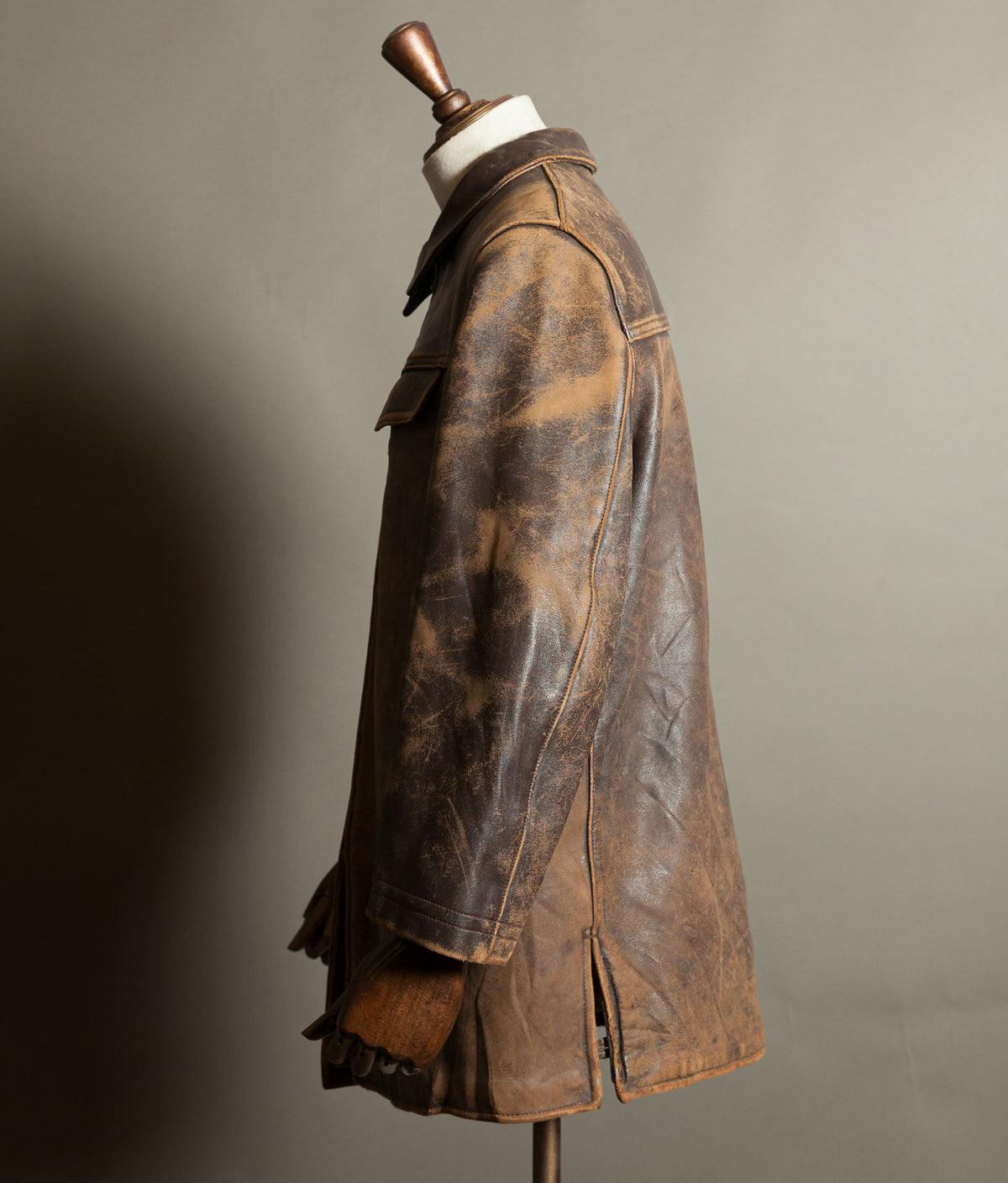 Original 1950s Grillon French Vachette Leather Workwear Jacket