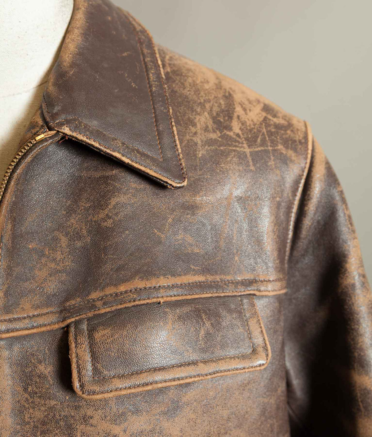 Original 1950s Grillon French Vachette Leather Workwear Jacket