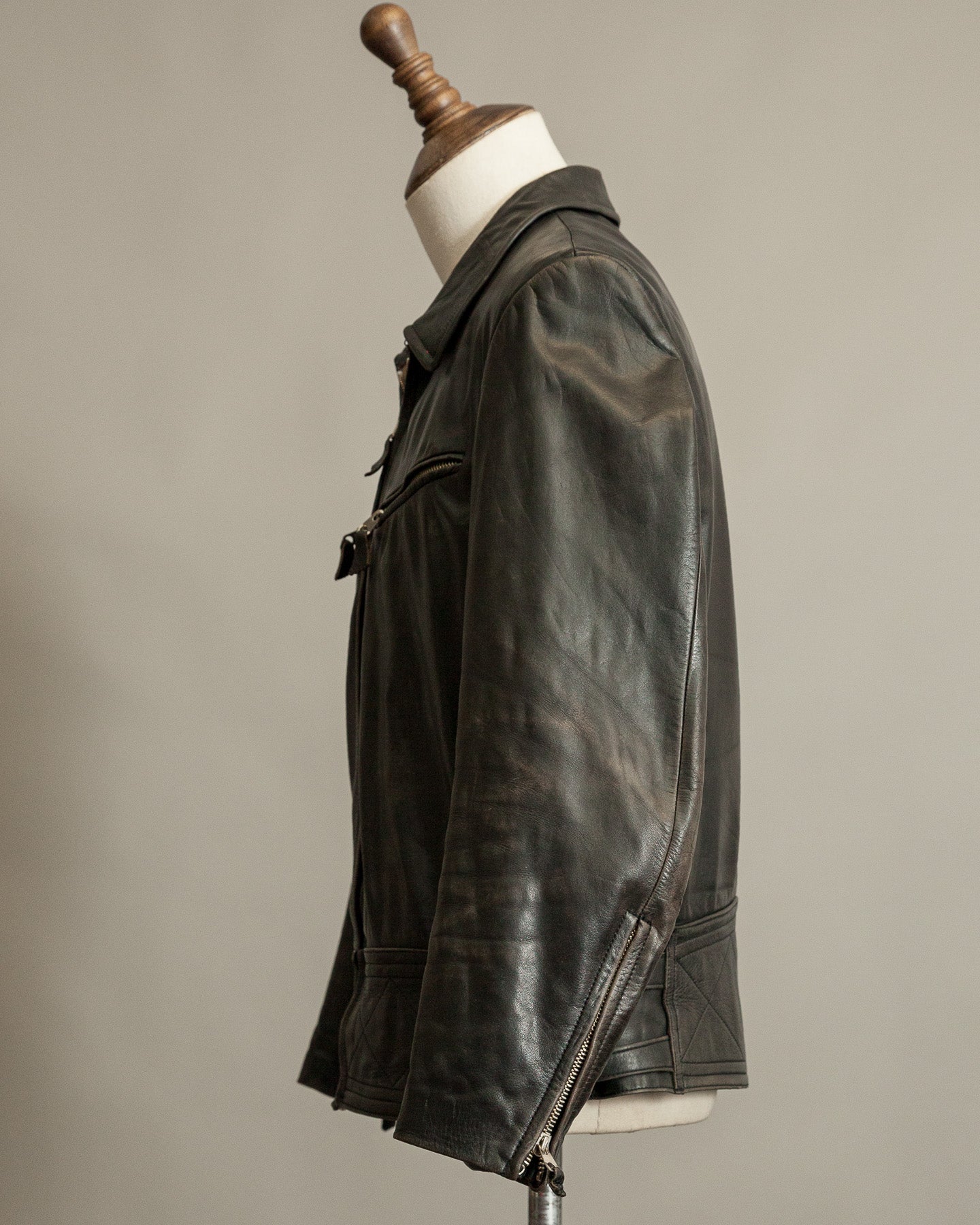 Vintage 1950s Austrian Police Motorcycle Jacket with RITSCH Zips