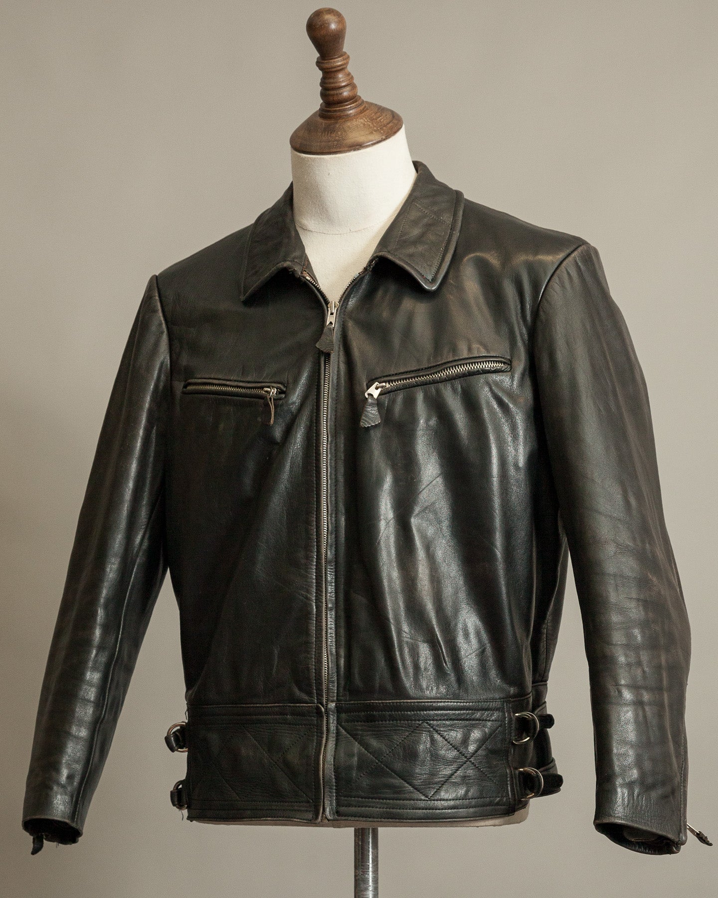 Vintage 1950s Austrian Police Motorcycle Jacket with RITSCH Zips