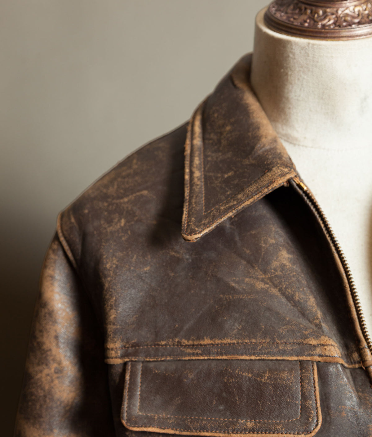 Original 1950s Grillon French Vachette Leather Workwear Jacket