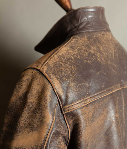 Original 1950s Grillon French Vachette Leather Workwear Jacket