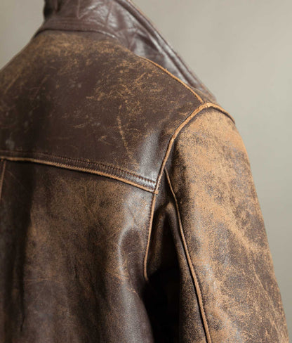 Original 1950s Grillon French Vachette Leather Workwear Jacket