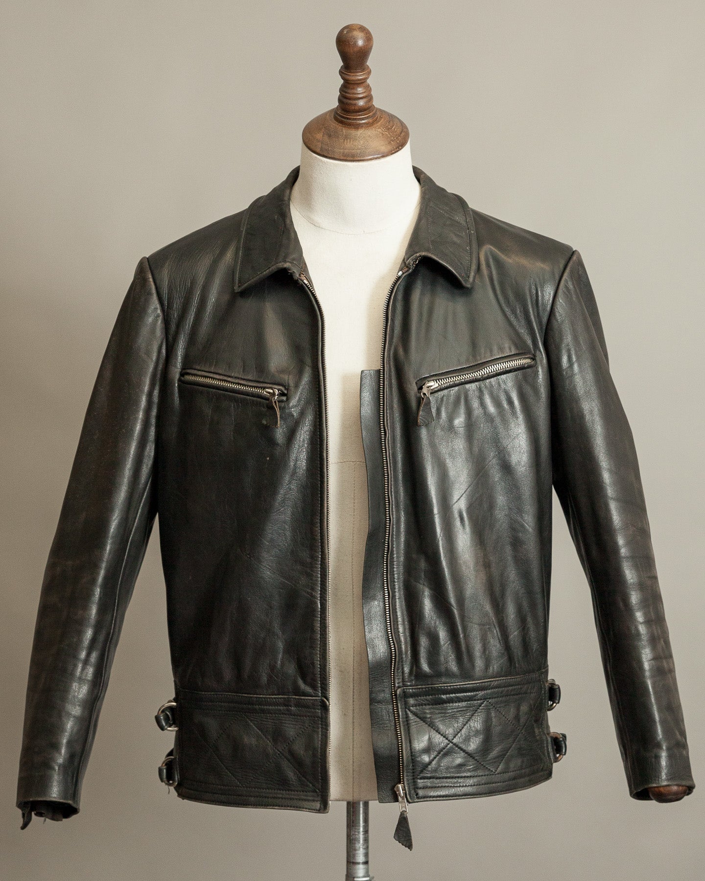 Vintage 1950s Austrian Police Motorcycle Jacket with RITSCH Zips