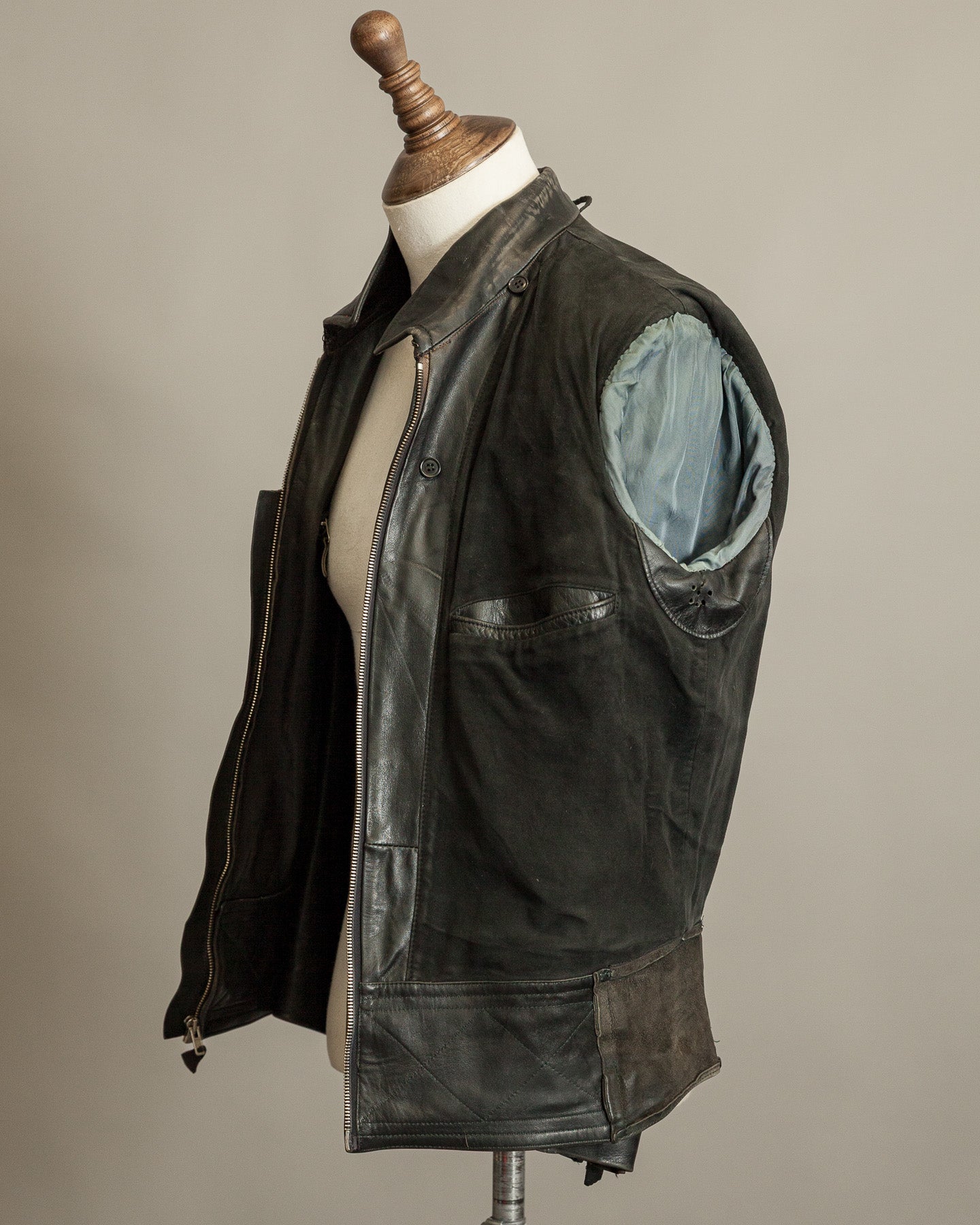 Vintage 1950s Austrian Police Motorcycle Jacket with RITSCH Zips