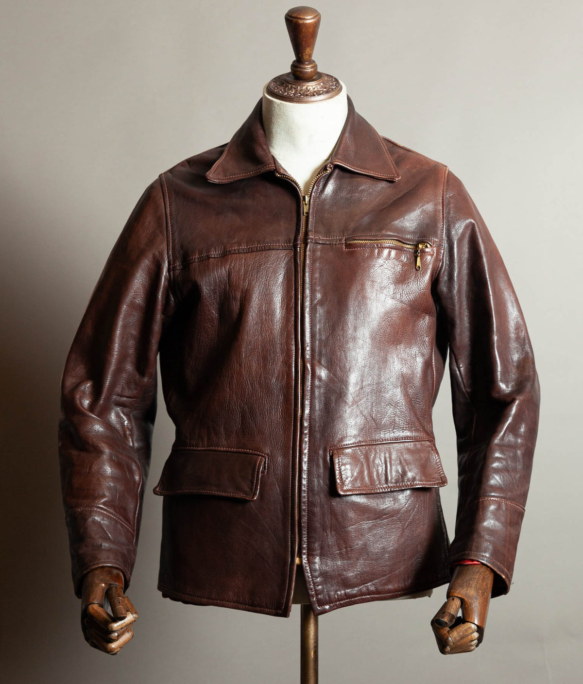 Original 1950s American Half-Belt Glove-Tanned Steerhide Leather Jacket