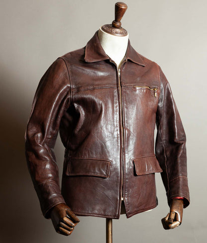 Original 1950s American Half-Belt Glove-Tanned Steerhide Leather Jacket