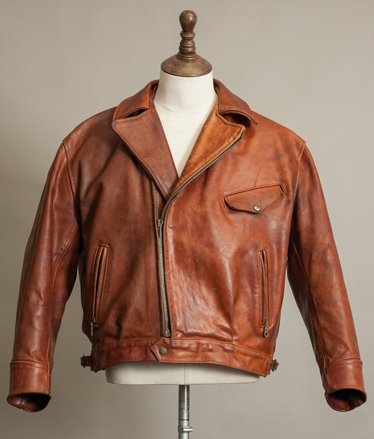 Vintage 1970s West German Heavy Steerhide Motorcycle Jacket