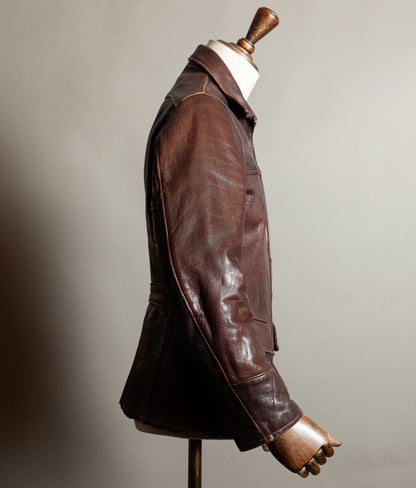 Original 1950s American Half-Belt Glove-Tanned Steerhide Leather Jacket