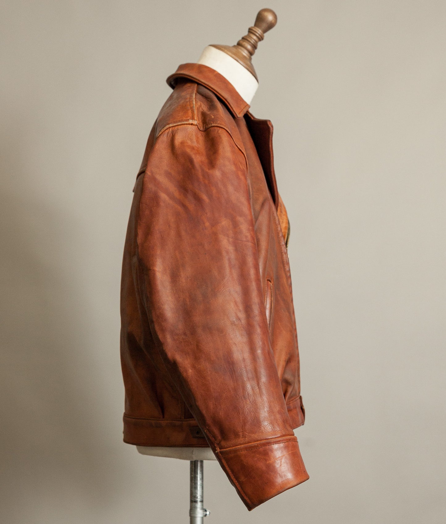 Vintage 1970s West German Heavy Steerhide Motorcycle Jacket