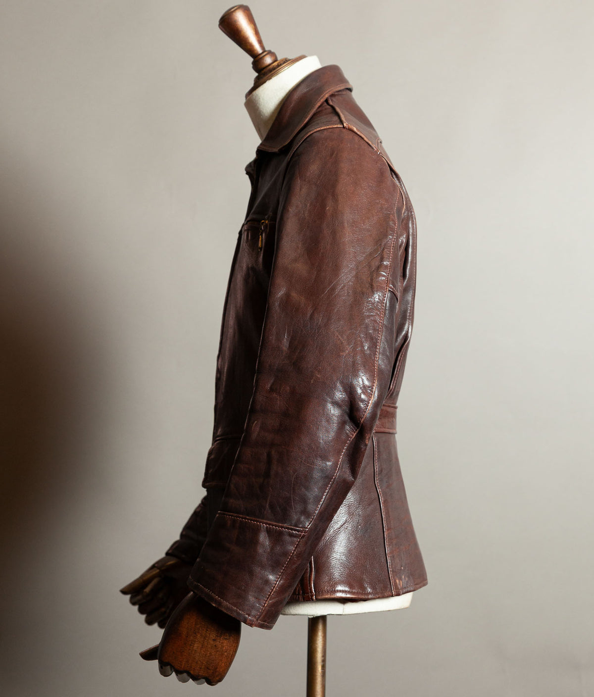Original 1950s American Half-Belt Glove-Tanned Steerhide Leather Jacket