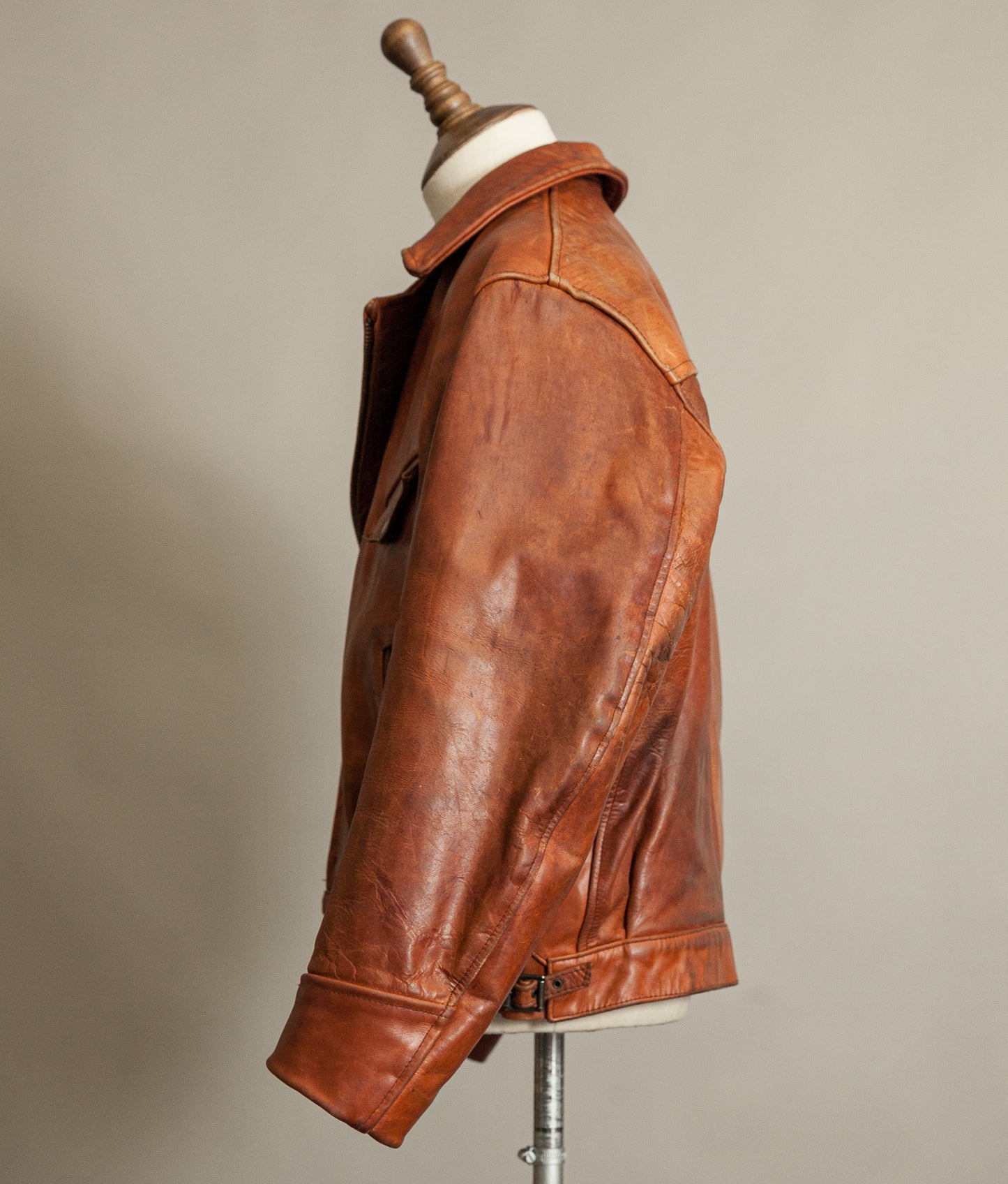 Vintage 1970s West German Heavy Steerhide Motorcycle Jacket