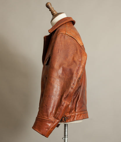 Vintage 1970s West German Heavy Steerhide Motorcycle Jacket