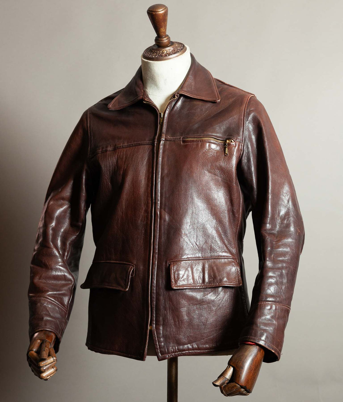Original 1950s American Half-Belt Glove-Tanned Steerhide Leather Jacket