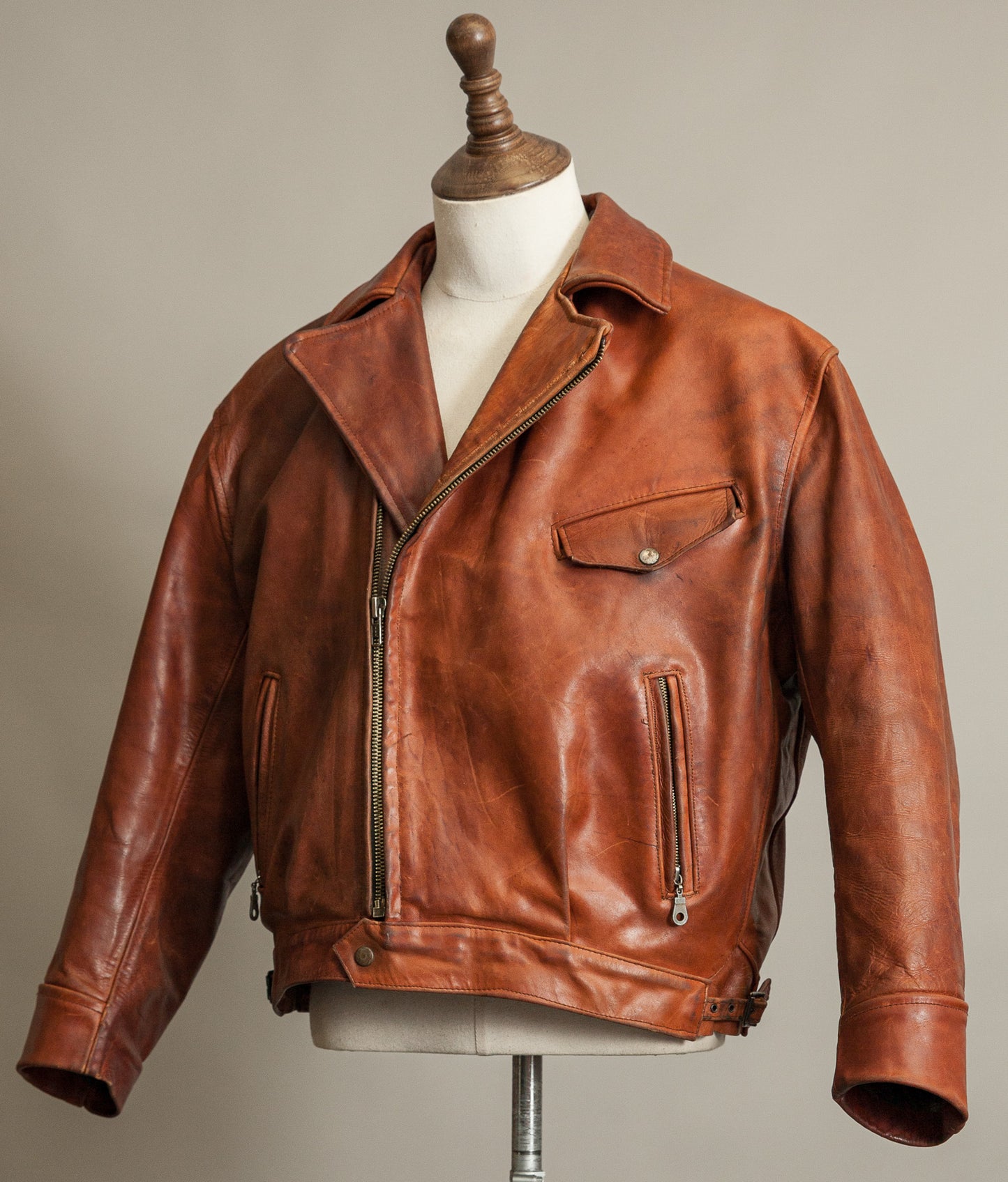 Vintage 1970s West German Heavy Steerhide Motorcycle Jacket