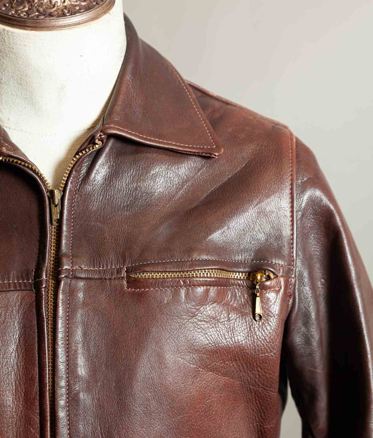 Original 1950s American Half-Belt Glove-Tanned Steerhide Leather Jacket