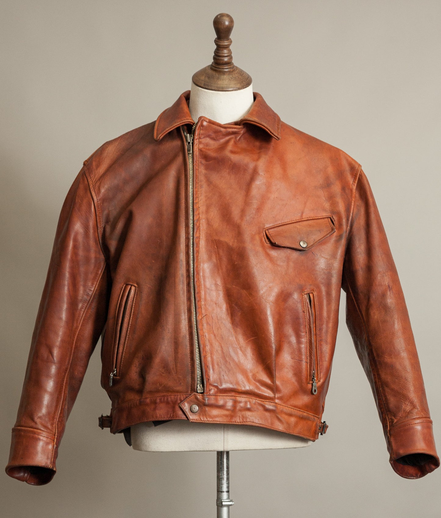 Vintage 1970s West German Heavy Steerhide Motorcycle Jacket