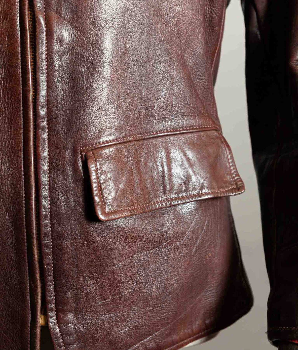 Original 1950s American Half-Belt Glove-Tanned Steerhide Leather Jacket