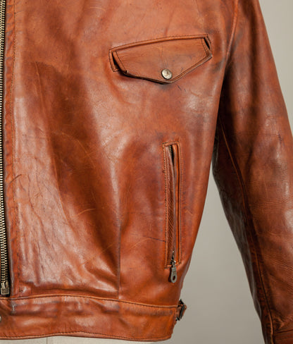 Vintage 1970s West German Heavy Steerhide Motorcycle Jacket
