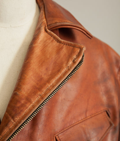 Vintage 1970s West German Heavy Steerhide Motorcycle Jacket