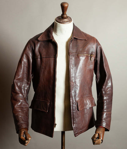 Original 1950s American Half-Belt Glove-Tanned Steerhide Leather Jacket