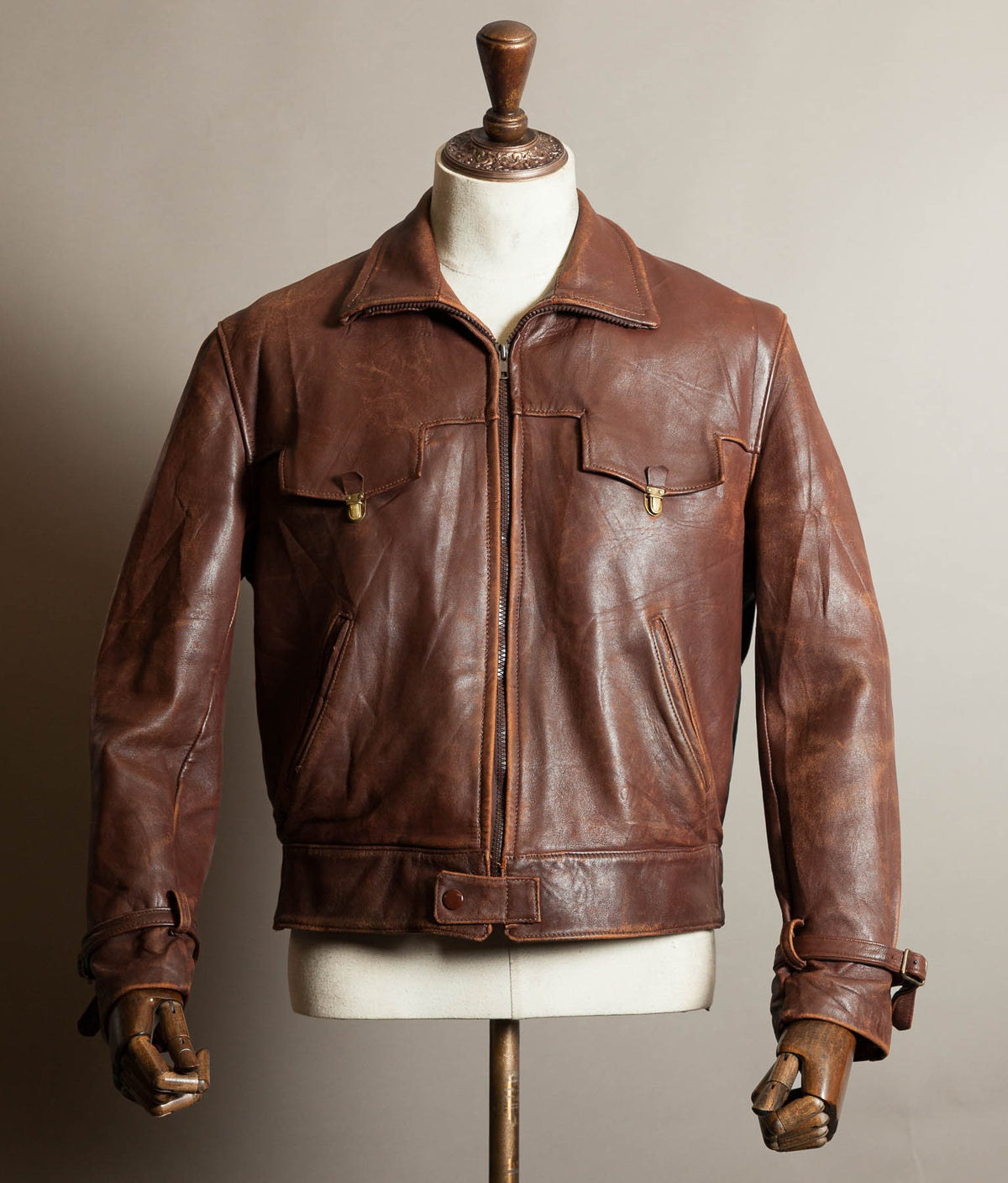 Original 1950s French Vachette Leather Motorcycle Jacket