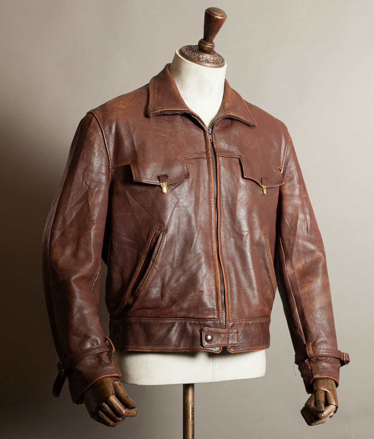 Original 1950s French Vachette Leather Motorcycle Jacket