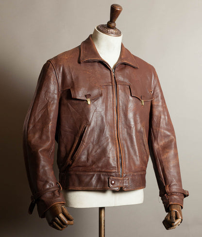 Original 1950s French Vachette Leather Motorcycle Jacket