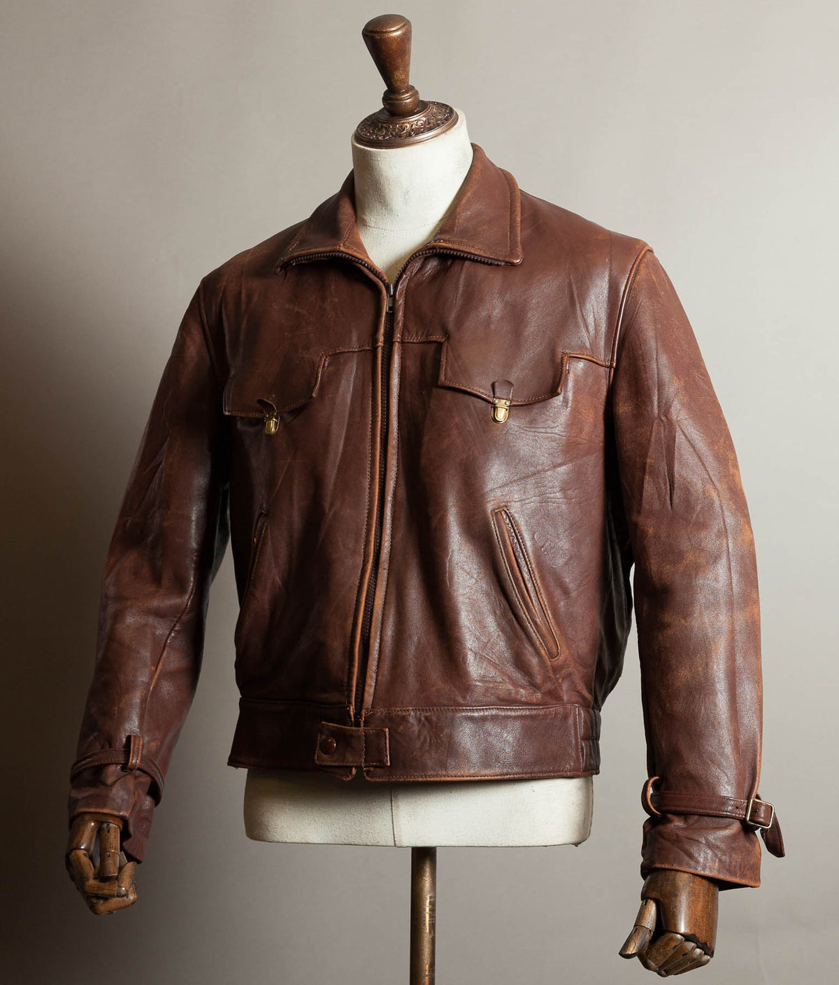 Original 1950s French Vachette Leather Motorcycle Jacket