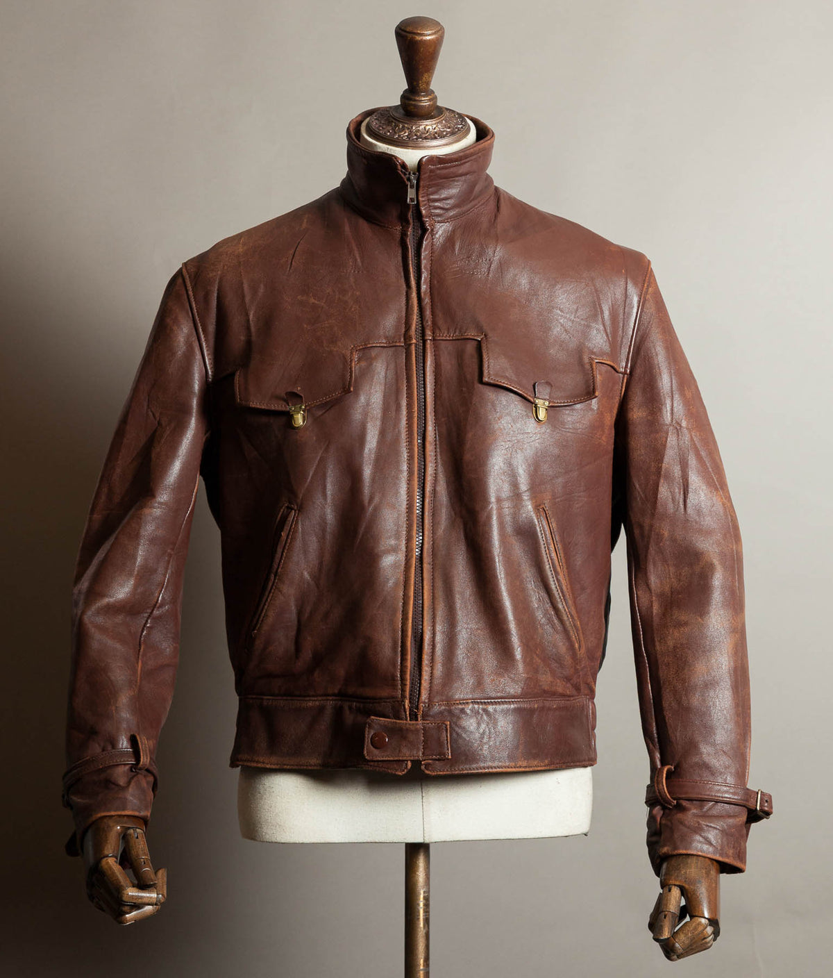 Original 1950s French Vachette Leather Motorcycle Jacket