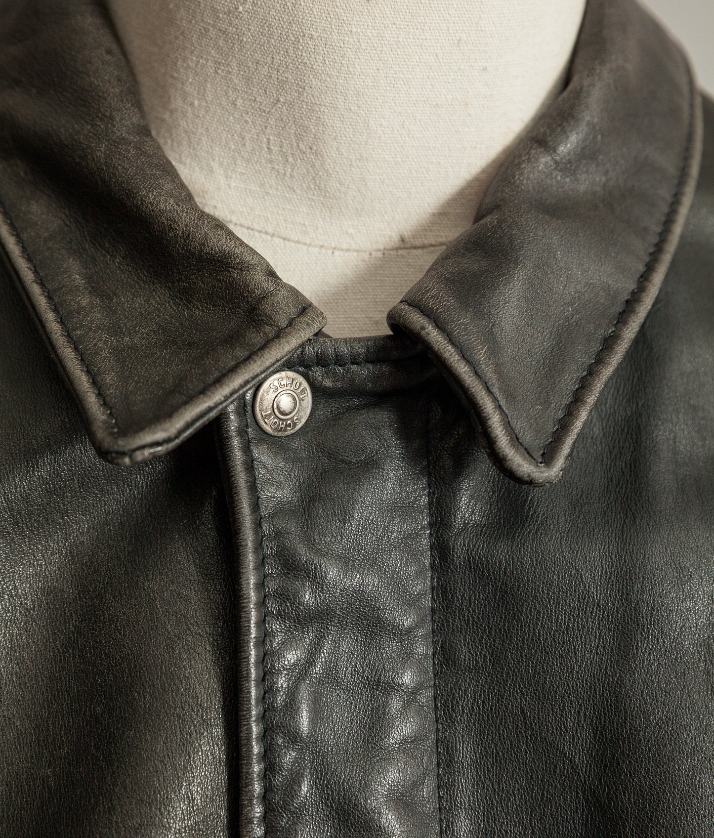1980s Schott A-2 Vintage Leather Flight Jacket Black Naked Cowhide
