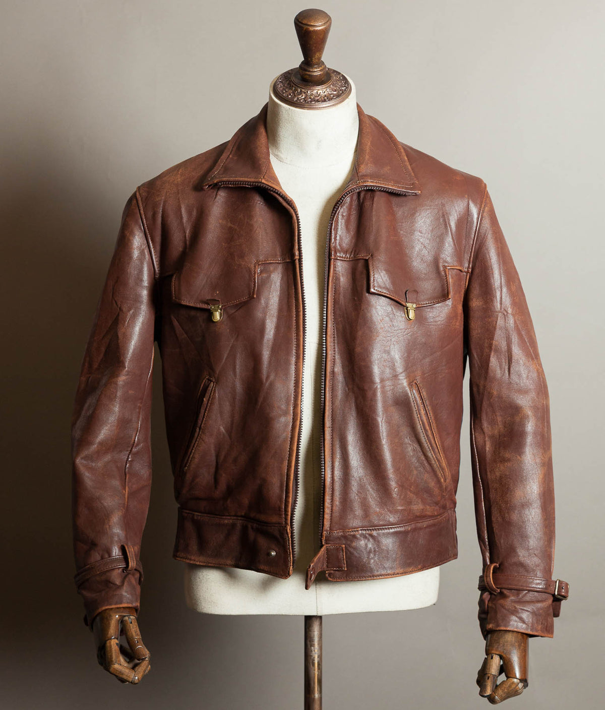 Original 1950s French Vachette Leather Motorcycle Jacket