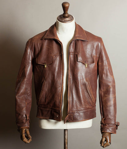 Original 1950s French Vachette Leather Motorcycle Jacket