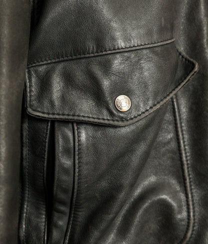 1980s Schott A-2 Vintage Leather Flight Jacket Black Naked Cowhide