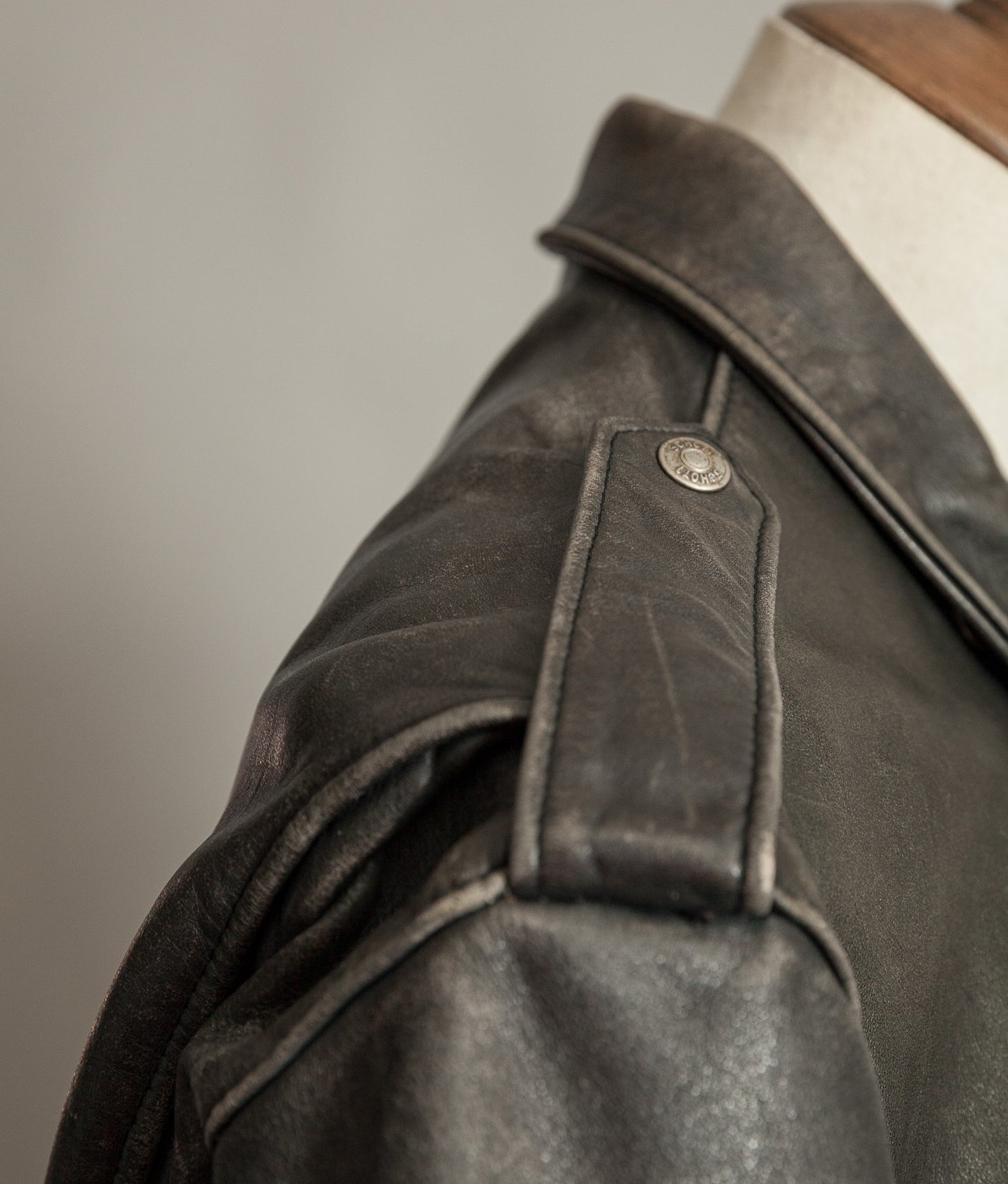 1980s Schott A-2 Vintage Leather Flight Jacket Black Naked Cowhide