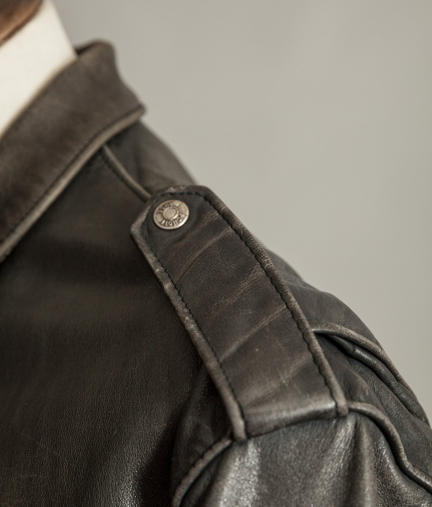 1980s Schott A-2 Vintage Leather Flight Jacket Black Naked Cowhide