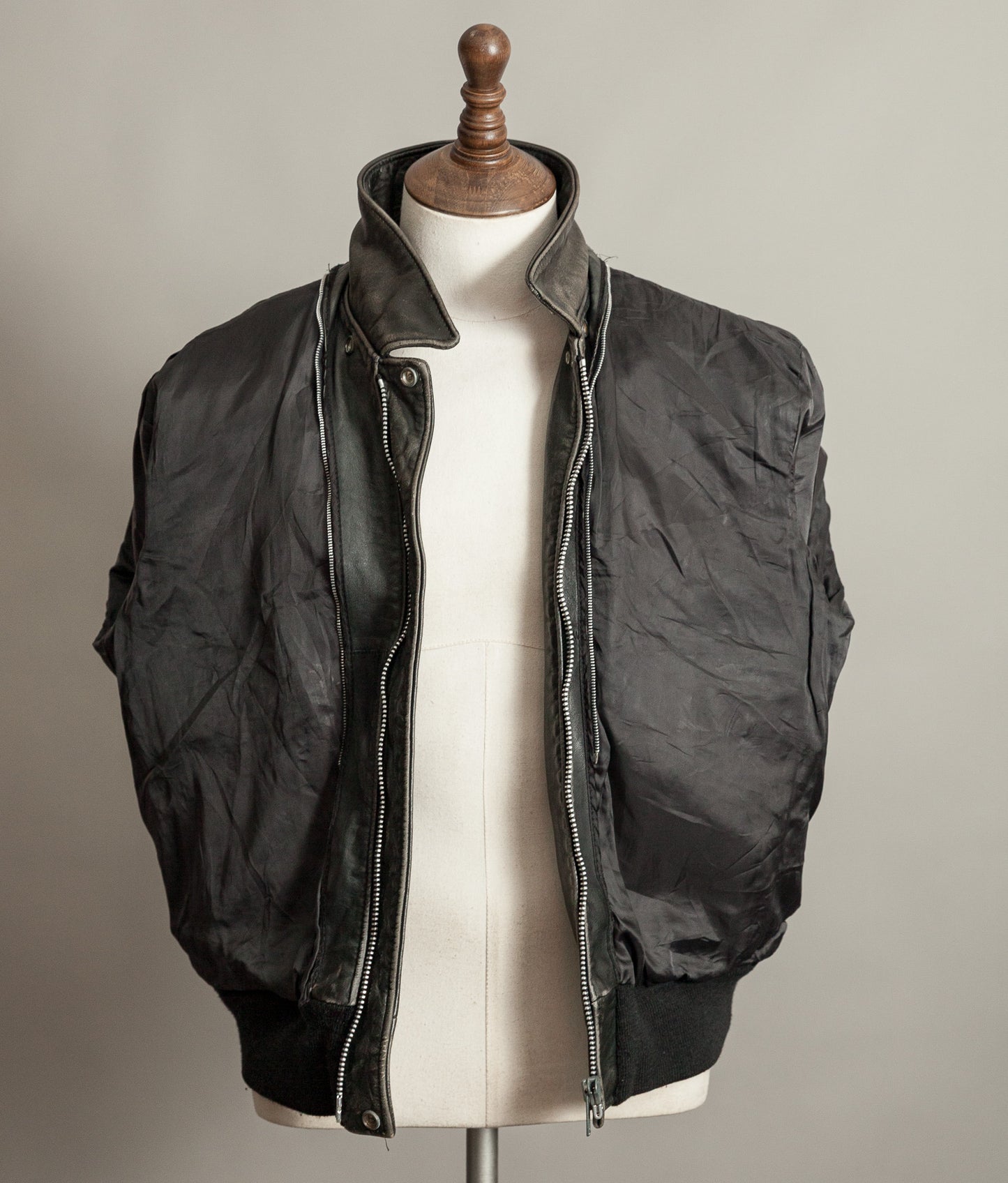 1980s Schott A-2 Vintage Leather Flight Jacket Black Naked Cowhide