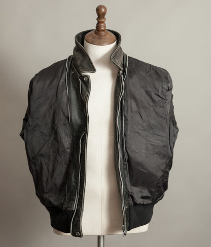 1980s Schott A-2 Vintage Leather Flight Jacket Black Naked Cowhide