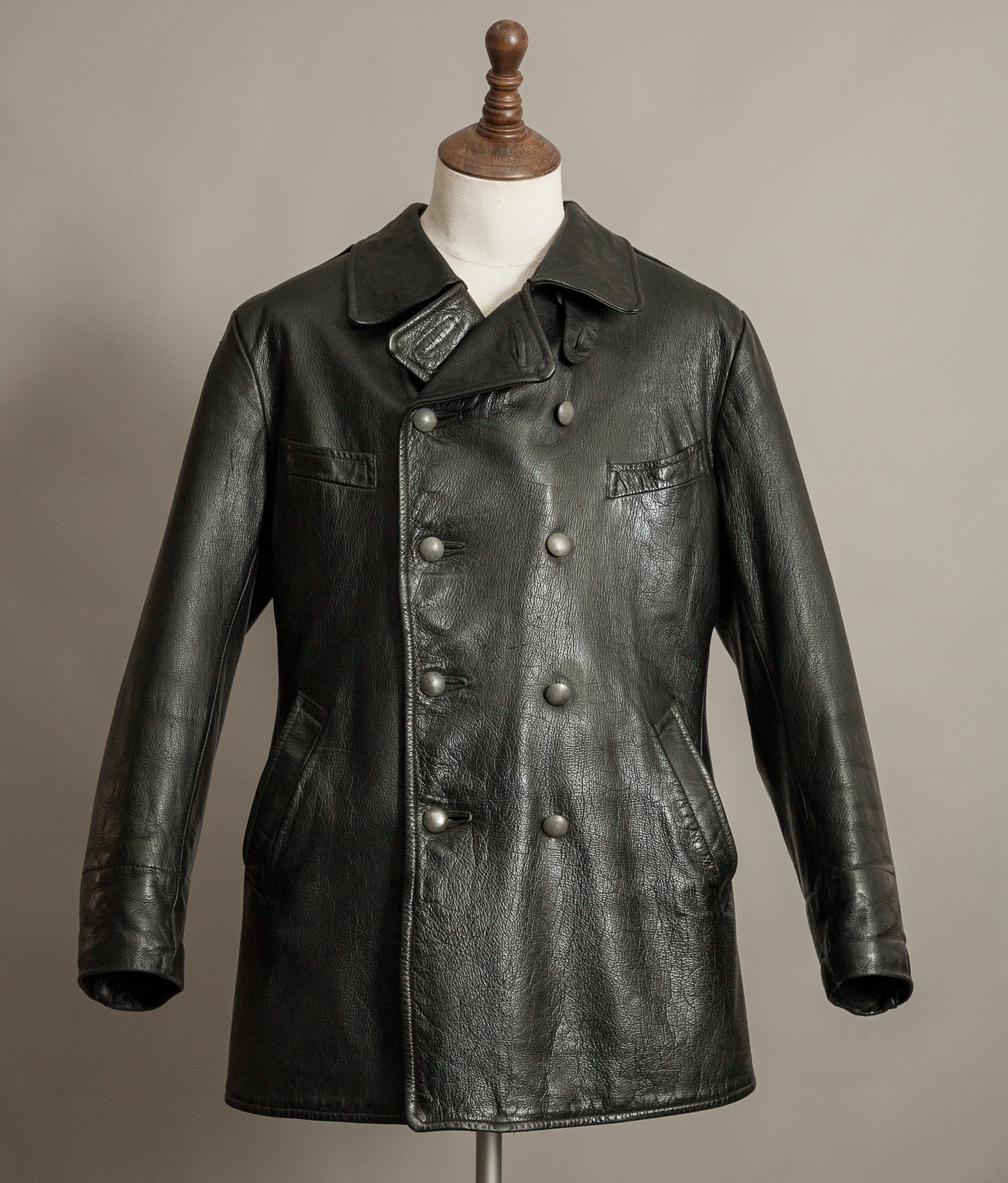 WWII Örebro Swedish Army Pansartrupperna Leather Trench Coat - Unit Marked P17