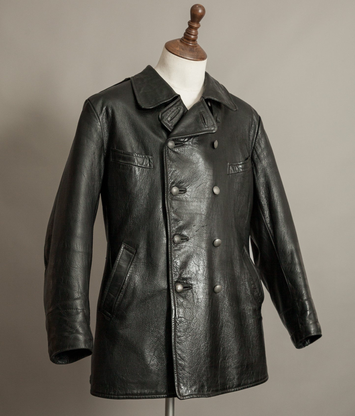 WWII Örebro Swedish Army Pansartrupperna Leather Trench Coat - Unit Marked P17