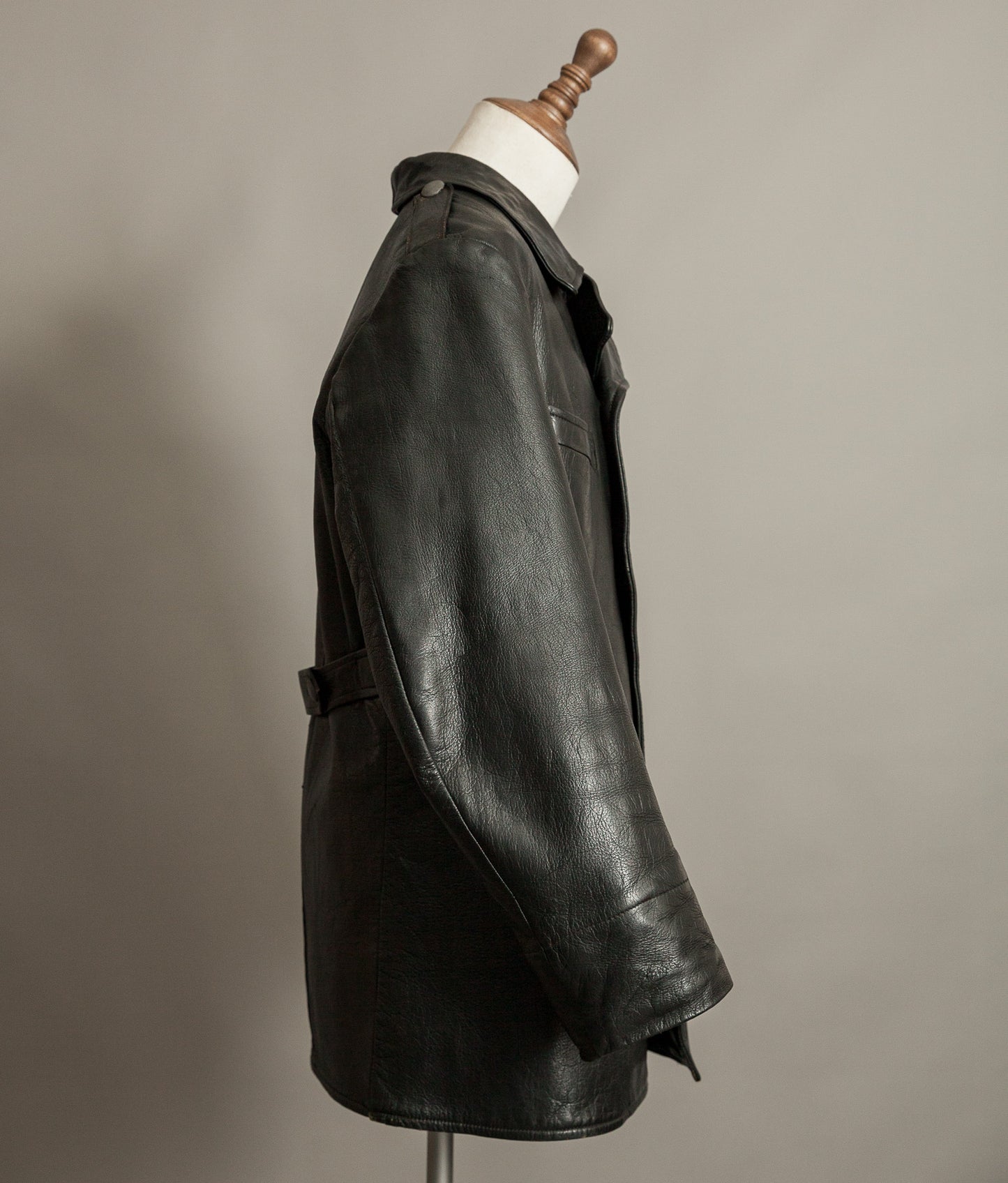 WWII Örebro Swedish Army Pansartrupperna Leather Trench Coat - Unit Marked P17