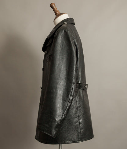 WWII Örebro Swedish Army Pansartrupperna Leather Trench Coat - Unit Marked P17