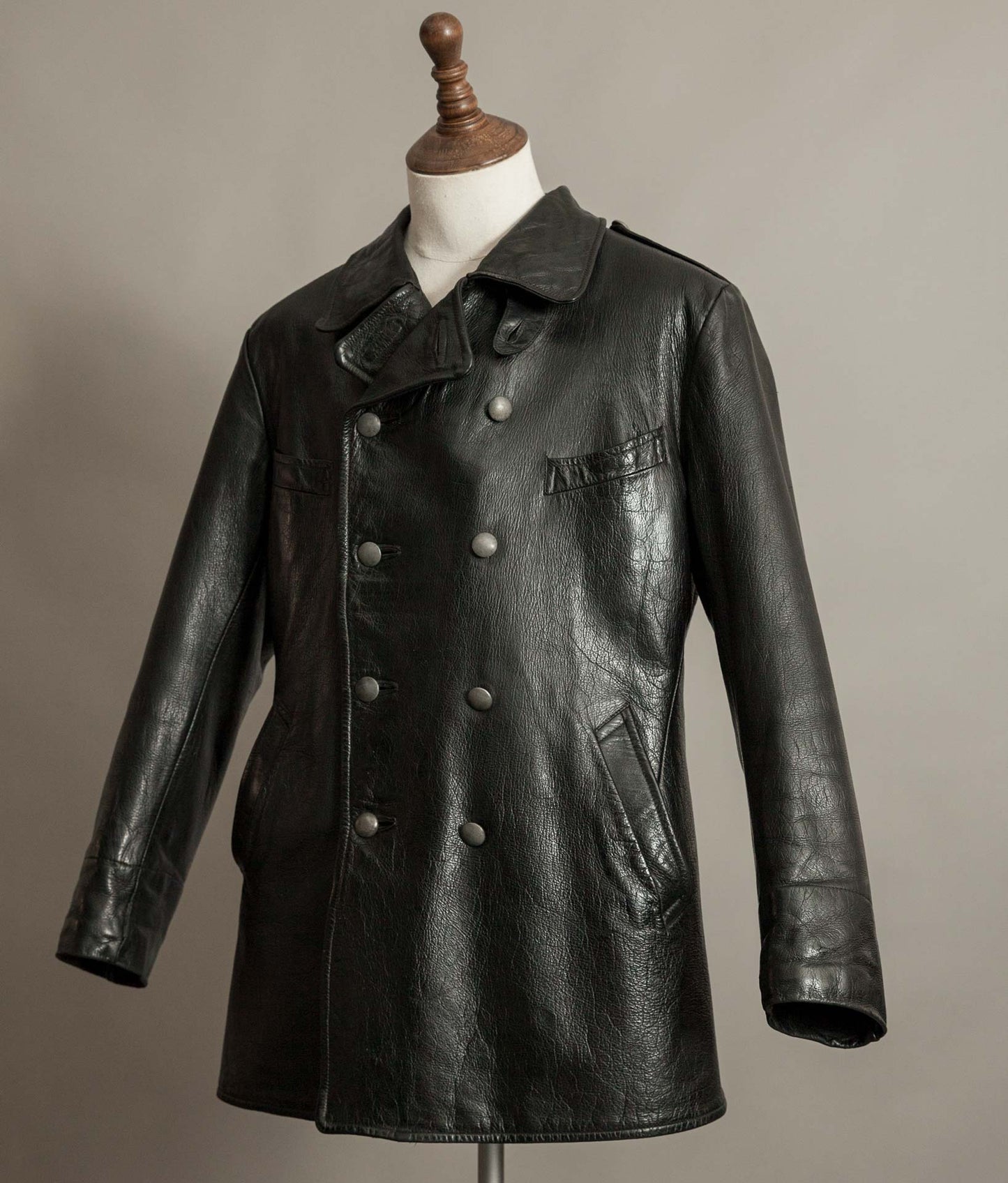 WWII Örebro Swedish Army Pansartrupperna Leather Trench Coat - Unit Marked P17