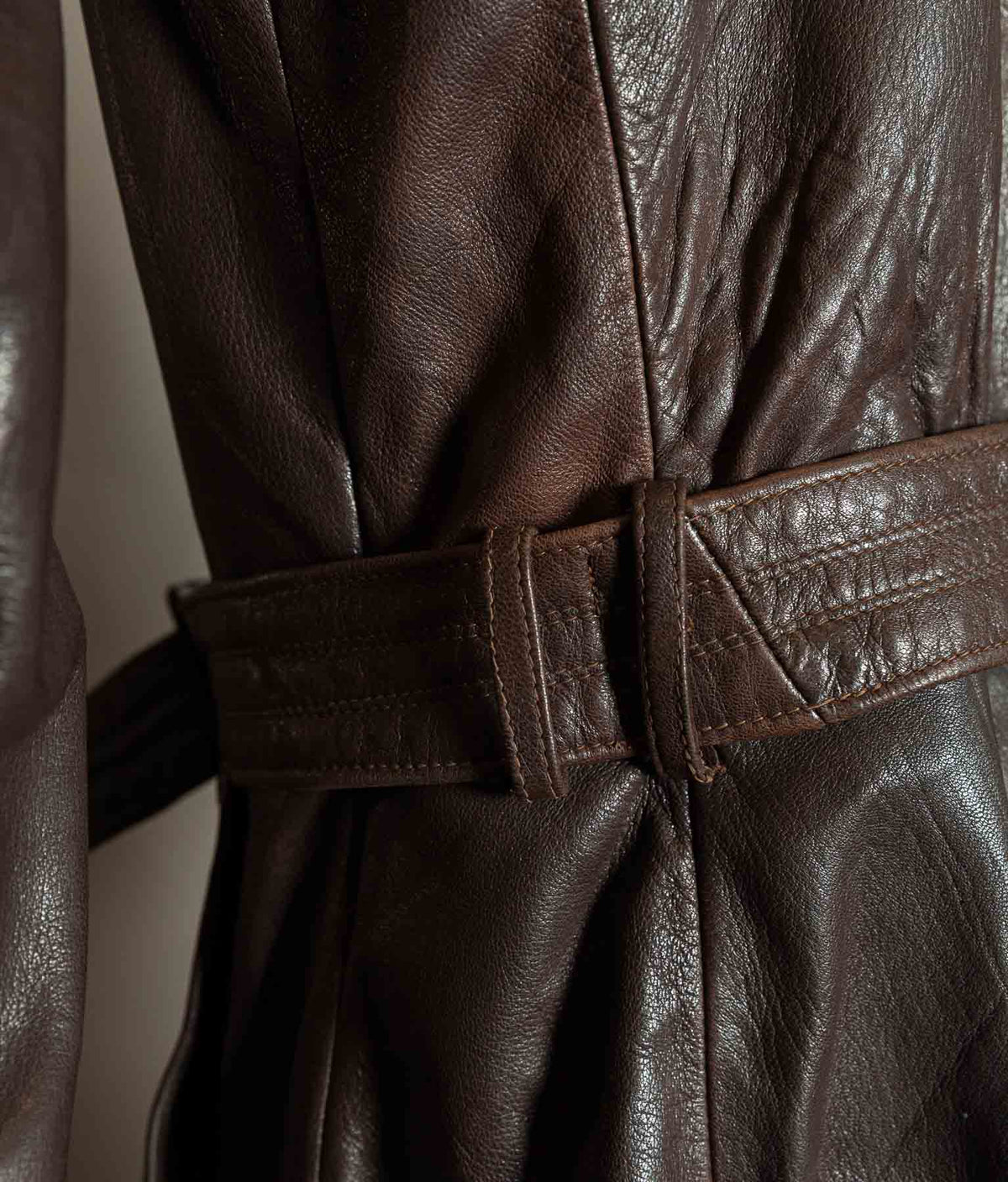 Original 1940s German Military Horsehide Leather Officer Trench Coat