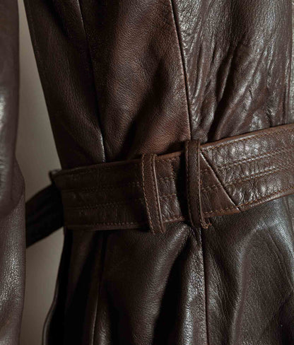 Original 1940s German Military Horsehide Leather Officer Trench Coat