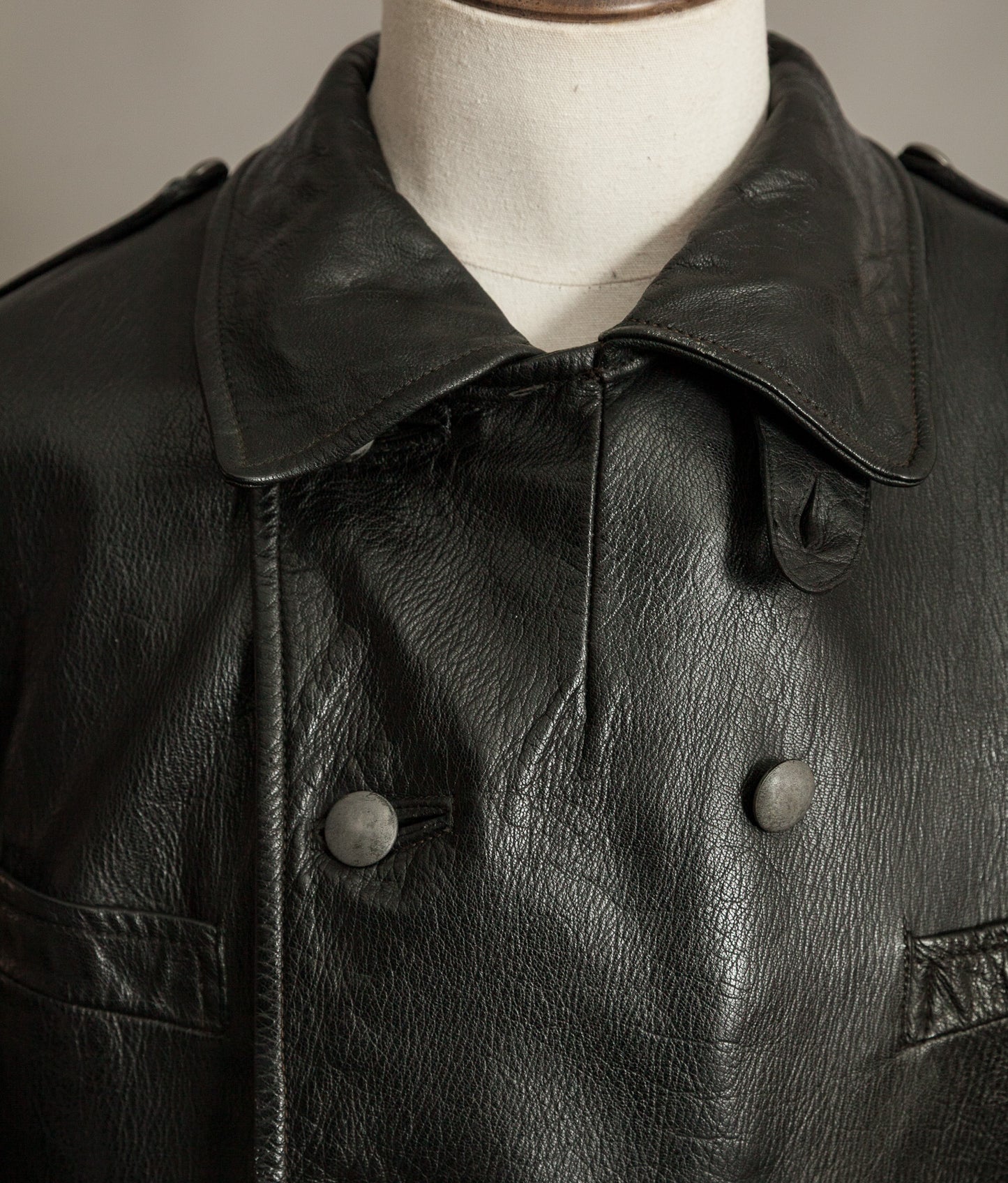 WWII Örebro Swedish Army Pansartrupperna Leather Trench Coat - Unit Marked P17