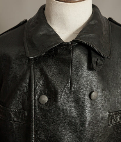 WWII Örebro Swedish Army Pansartrupperna Leather Trench Coat - Unit Marked P17